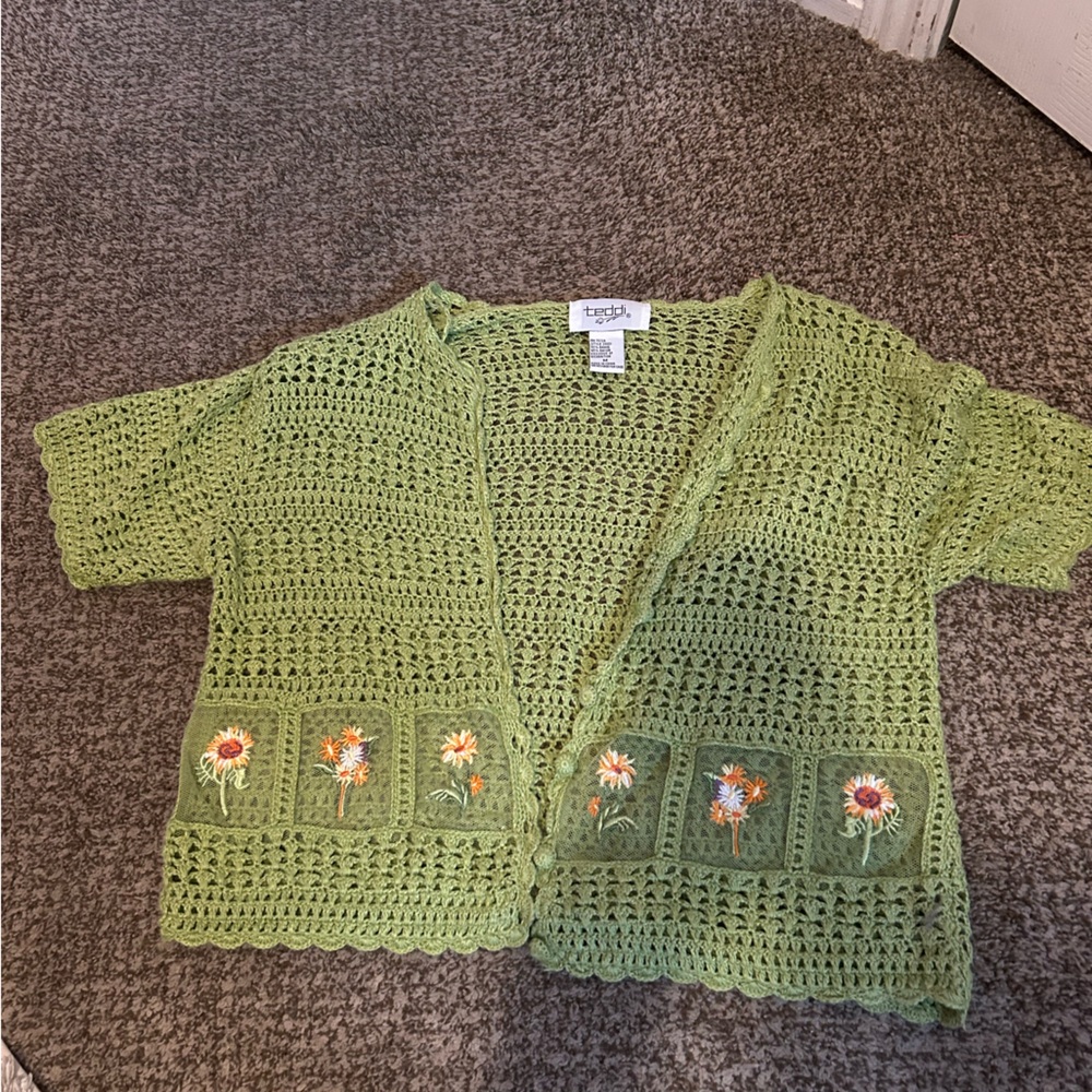 Green Teddi Embroidered Sweater Size M
